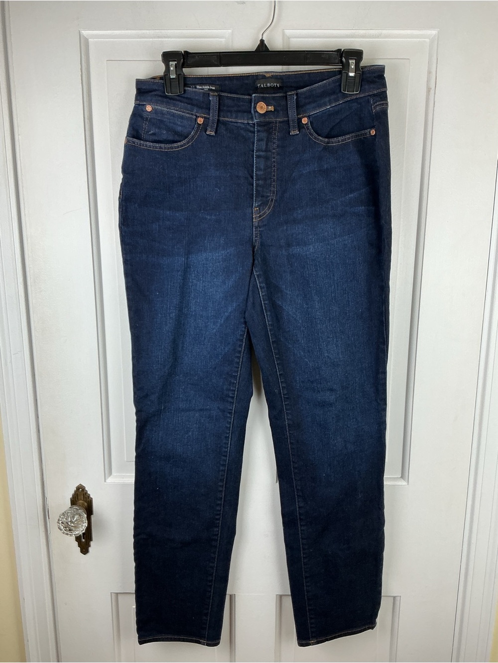 Talbots Womens Slim Ankle Jean Curvy Size 6 Blue Stretch Denim‎